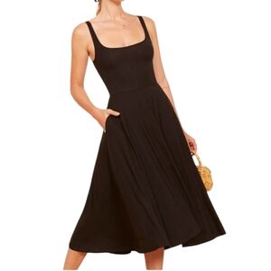 reformation jeans sleeveless midi tank dress black womens size M